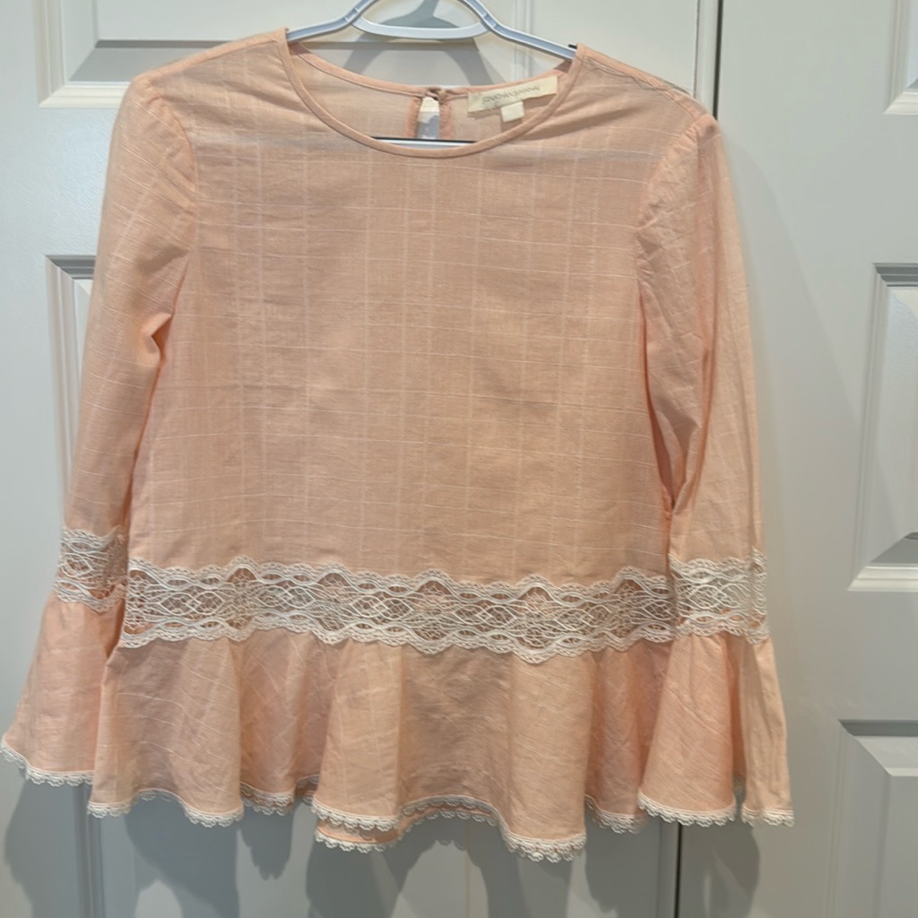 Jonathan Simkhai Cotton Blouse W/ Lace Insets Size Xs